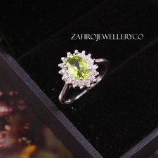 Natural Peridot Ring, August Birthstone, Engagement Ring, 925 Sterling Silver