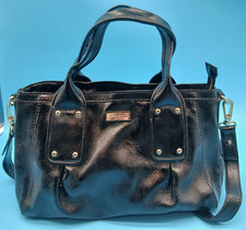 Kate Spade New York Glossy Patent Leather Handbag Black w Shoulder Tote Straps