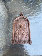 Vintage Wooden Sacred Heart of Jesus Wall Plaque 3" x 5 1/2" Catholic