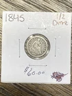 1845 Seated Liberty Half Dime, Silver 5C,