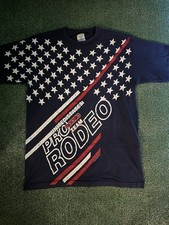 Vintage 1996 Rodeo Gear USA Rodeo Pro Team AOP Graphic Print T-shirt Size L