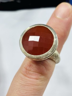 Gemporia massiver Ring brüniertes Silber und roter Jaspis UK Größe L neu UVP100 