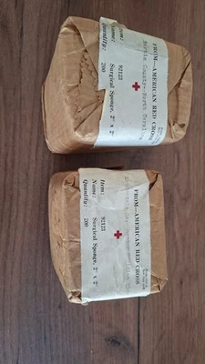 american red cross ww2 US surgical sponge paquets de 200 compresses - lot N°4 - Photo 1/4