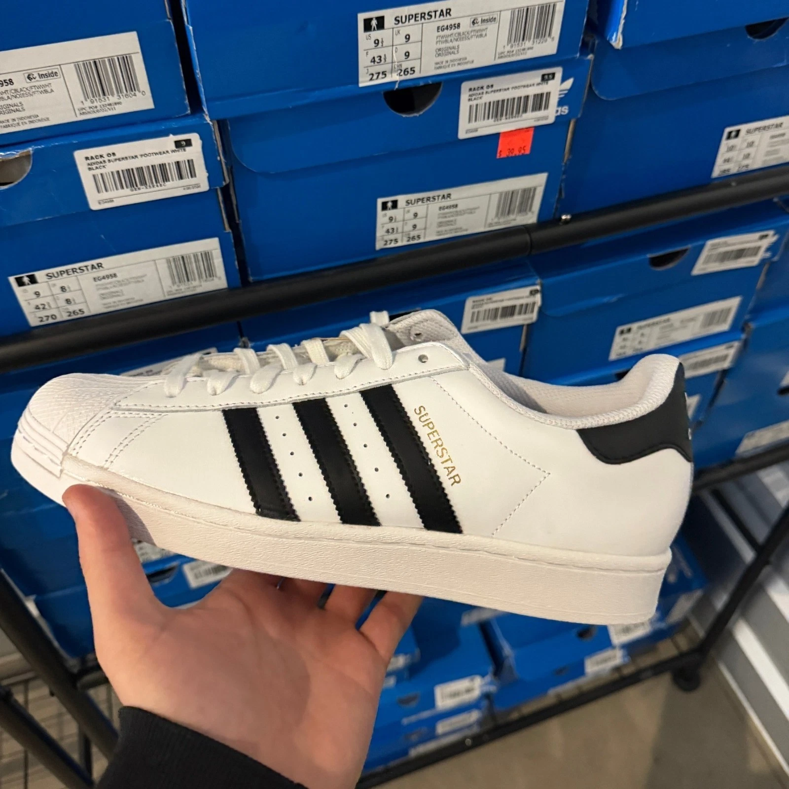 Adidas Superstar White Black Sizes 8-12 Casual Sneakers EG4958 - New with Box