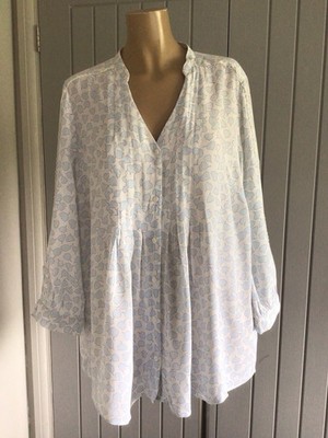 Phase Eight Damen Tana Leaf Bluse Top UK 18 Kragenlos 3/4 Slv Relaxed Fit