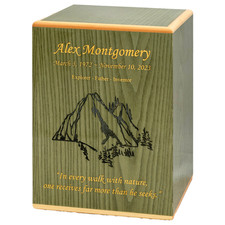 Large/Adult 210 Cubic Inches Green Box Wood Cremation Urn for Ashes