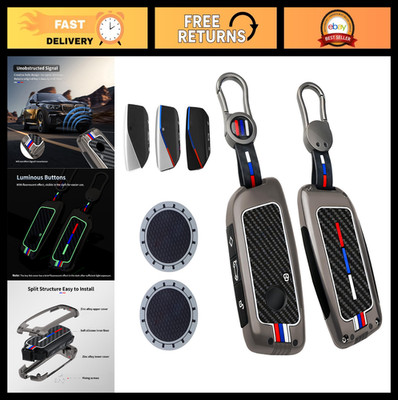 3 Pack Key Fob Cover for BMW X5 X6 X1 X7 5 7 iX i7 740i 760i XM, Zinc Alloy & Ca