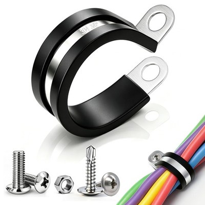 Taiss 50PCS 3/8 Inch Cable Clamps 304 Stainless Steel Rubber 3/8'', 3/8''