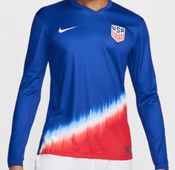 Nike USMNT '24 Away Replica Long Sleeve Blue Red Jersey Size Large