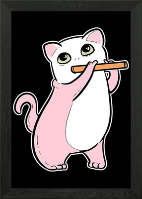 Katze Flöte Katzenbesitzer Geschenk gerahmtes Wandbild Poster Leinwanddruck Bild