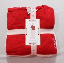 Victoria's Secret Women's Flannel Short Sleeve Tee Pajama Set EJ3 Red Size XL