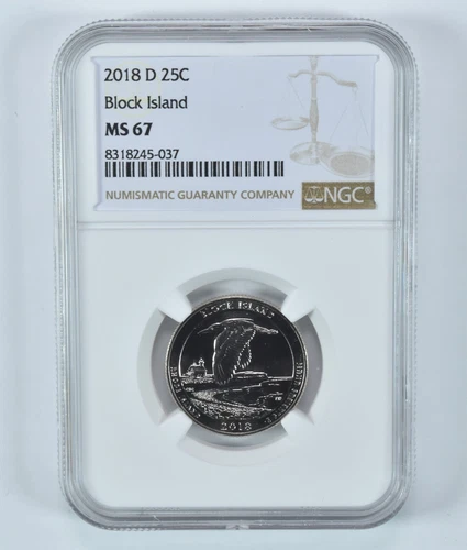2018-D Washington Quarter Block Island America The Beautiful MS67 NGC *2049