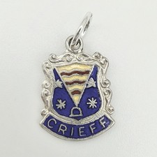 Vintage Sterling Silver Crieff Scotland Enamel Shield 925 Charm