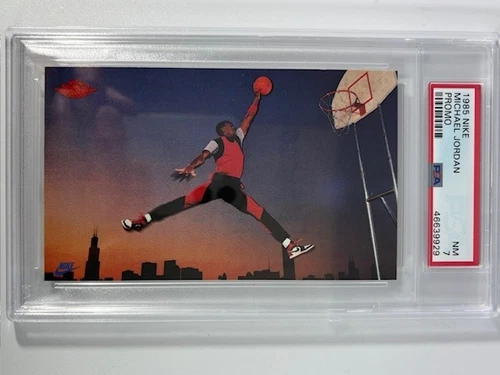 Michael Jordan PSA 7 Nike 1985 JUMPMAN Card Rookie #46639929