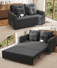 3in 1 Sofa Bed,56"Convertible Pull Out Couch,Loveseat Sleeper Sofa W/Cup Holders