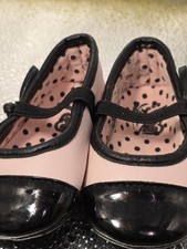 Capezio CHIC Black & Pink Patent Leather Infant Ballet Flats 0-3M
