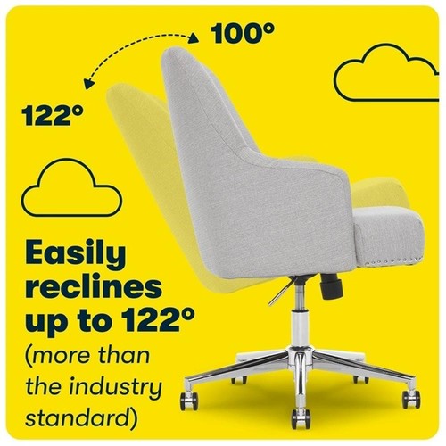 Pemberly Row Modern Fabric Office Chair with Memory Foam in Light Gray ...