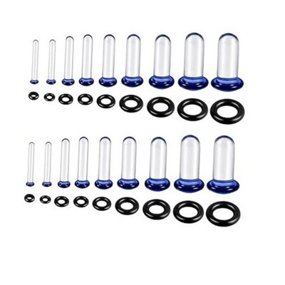 18Pcs Glass Ear Stretching Kit,1.6-7mm Hypoallergenic Ear Gauge Plugs,Single
