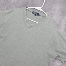 Vtg 90s Polo Ralph Lauren Mens XL V-Neck Ribbed T-Shirt Gray Distress USA Made