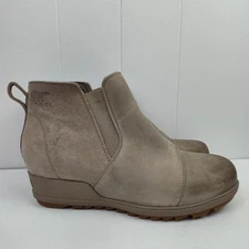Sorel Women's Elvie II Chelsea Boot Sz 9.5 Taupe Leather Suede Bootie