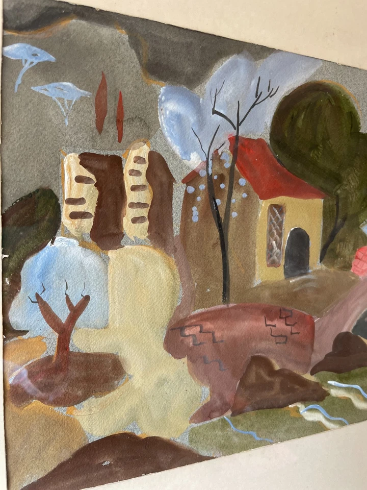 Vintage Swedish mid-century modern watercolour signed and framed - Image 4 of 4