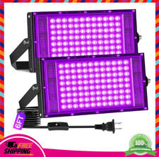 2 Pack 100W LED Black Light IP66 Waterproof Outdoor Blacklight Flood Light