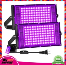2 Pack 100W LED Black Light IP66 Waterproof Outdoor Blacklight Flood Light