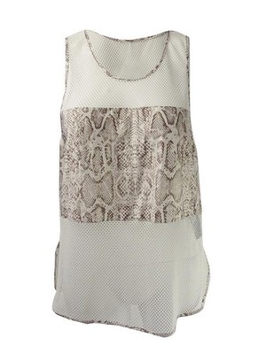 Carmen Marc Valvo Women's Wild Story Mesh Cover Up (White, XS/S) 755448313075