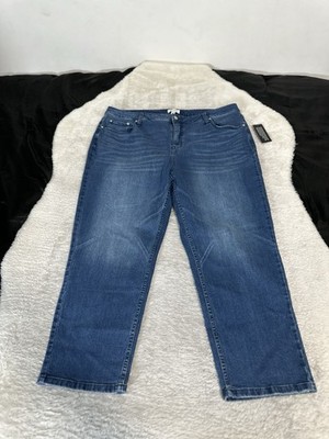 New Candace Cameron Bure Women s Blue Straight Jeans Plus 20W Stretch Capri