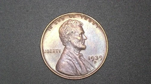 1921-S Lincoln Cent VF Semi-Key + 1939-D Rainbow Toned AU Pair Lot