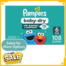 Pampers Baby Dry Baby Diapers Size 6, 108 Count, FreeShipping, NEW