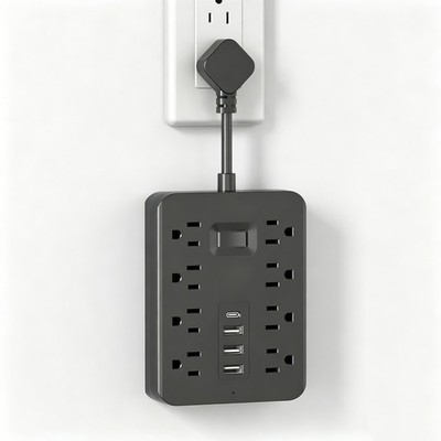 US Surge Protector Power Strip 8 AC Outlet+3 USB Ports+Type C 1700J Wall