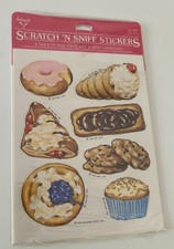 New Vintage 1983 Hallmark Scratch N Sniff Desserts Scent Stickers NOS