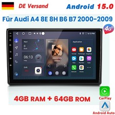 Per Audi A4 2000-2009 Carplay Autoradio Android15.0 4+64GB GPS Navi 4G Wifi DAB+