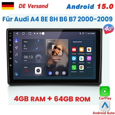Für Audi A4 2000-2009 Carplay Autoradio Android15.0 4+64GB GPS Navi 4G Wifi DAB+