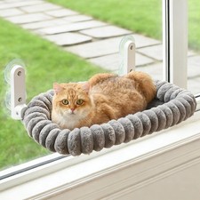 Zoratoo Cat Window Perch with Bolster, Cordless Foldable Cat Window Hammock with