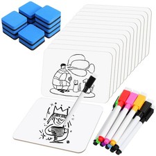 12 Sets Small Whiteboard Dry Erase 5x7 Inch Mini Double Sided Lap Board Markers