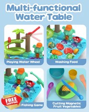 4-in-1 Play Kitchen Sink Toy Set Running Water Cutting Food
