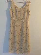 Vintage Women’s Y2K Cream Floral Roses Dress Cottage Core Sz M/L
