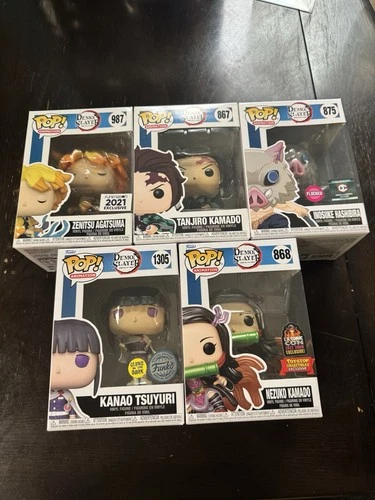 Demon Slayer Funko Pop Lot of 5 Tanjiro Nezuko Zenitsu Inosuke Kanao In Box