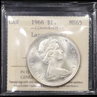 1966 $1 ICCS MS65 Large Beads Canada Silver Dollar Uncirculated Queen Elizabeth