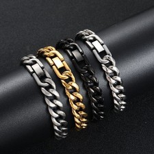 10mm Wide Man Woman Stainless Steel Curb Cuban Link Chain Bracelet Bangle Cuff