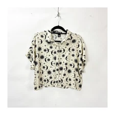 Hot Topic Celestial Print Button‑Down Medium Women Moon Sun Stars Top