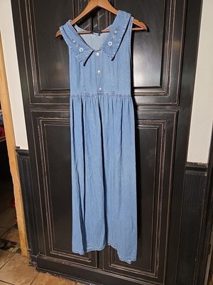 Vintage Faded Glory Denim Sleeveless Dress, Small, Cottage Core,  Garden Party,