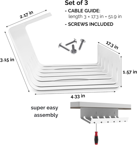 Cable Management under Desk for Easy Mounting Under-Table I Set of 3 - with 10X  - Picture 3 of 12