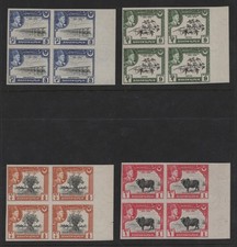 Pakistan Bahawalpur 4 Imperf Blocks Of 4 Mint Never Hinged Amir Silver Jubilee