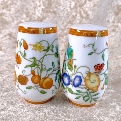 Hermes Salt Pepper Shaker Set La Siesta Butterfly Porcelain