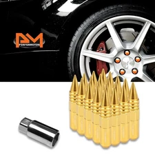 M12X1.5 Gold JDM Conical Hex Wheel Lug Nuts+Spike+Extension 20mmx107mm Tall 20Pc