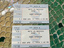 NY Mets 1993 Opening Day ticket stubs - Colorado Rockies 1st and 2nd game ever!