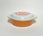 Vintage Pyrex Friendship 1 1/2 qt. Casserole 043 Orange White Lid